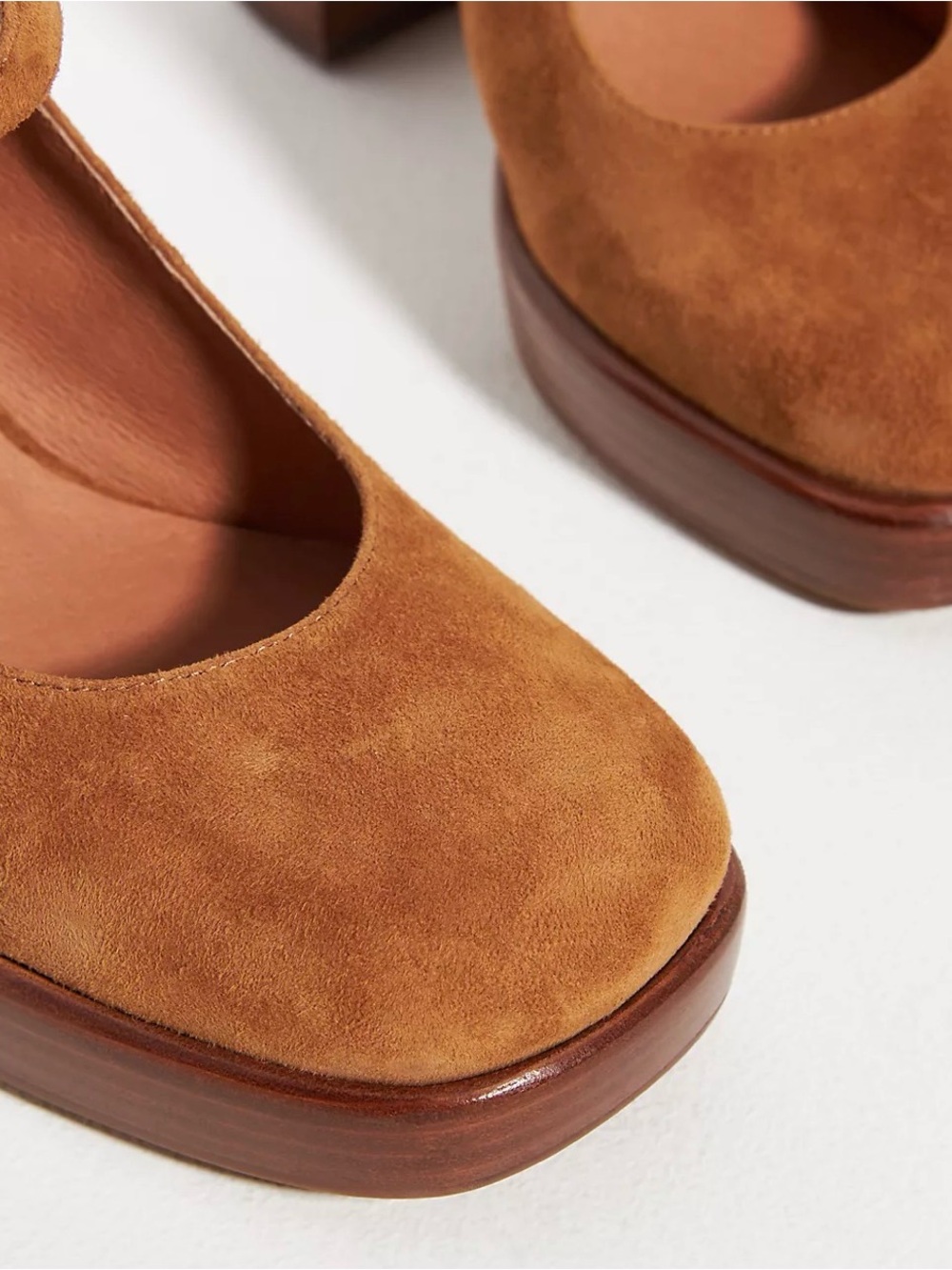 Jeffrey Campbell Mary Ann tan Brown Suede Platform Mary Jane platform block Heel - Picture 8 of 11